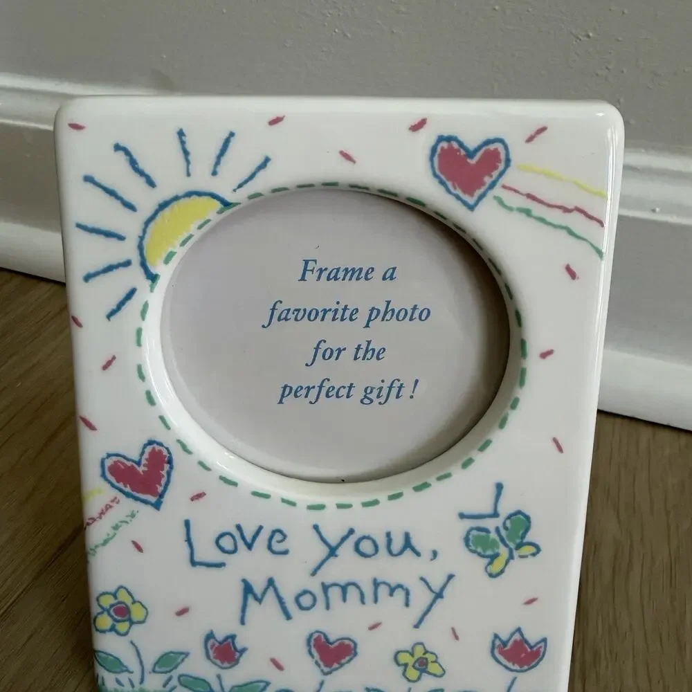 Vintage 90s Love You Mommy Photo Frame 2x3 Child’s Doodle Drawings